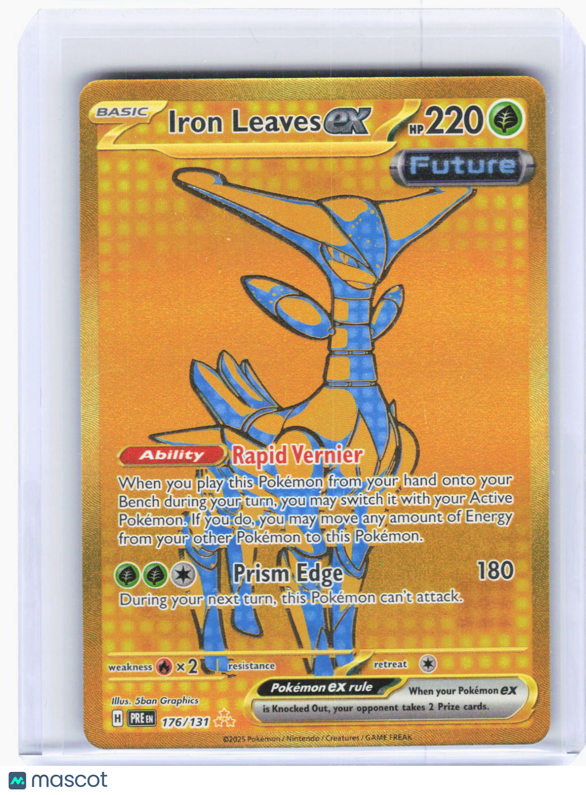 2025 Pokemon—Iron Leaves ex #176/131 Prismatic Evolutions—Hyper Rare Foil
