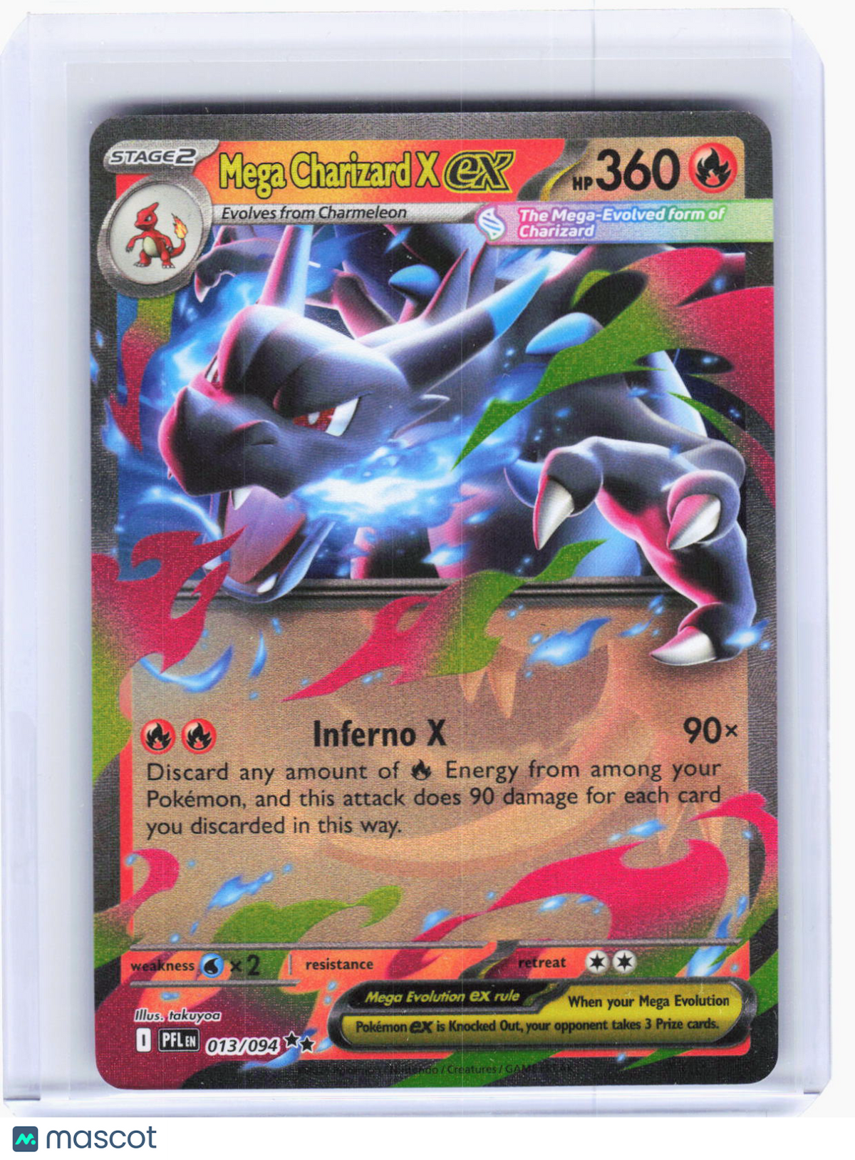 2025 Pokemon—Mega Charizard X ex #13/94 ME – Phantasmal Flames—Double Rare Foil