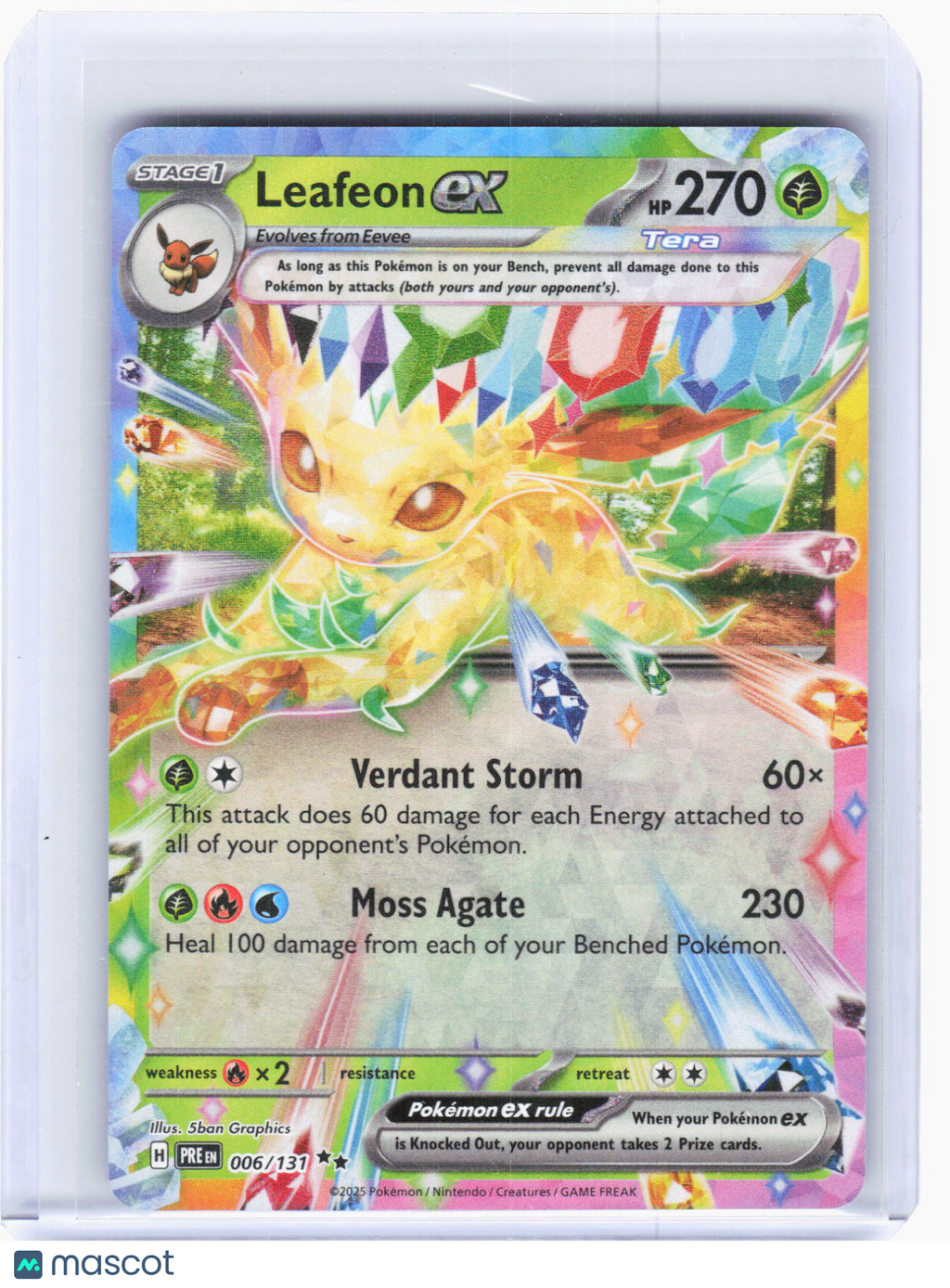 2025 Pokemon—Leafeon ex #6/131 Prismatic Evolutions—Double Rare Foil