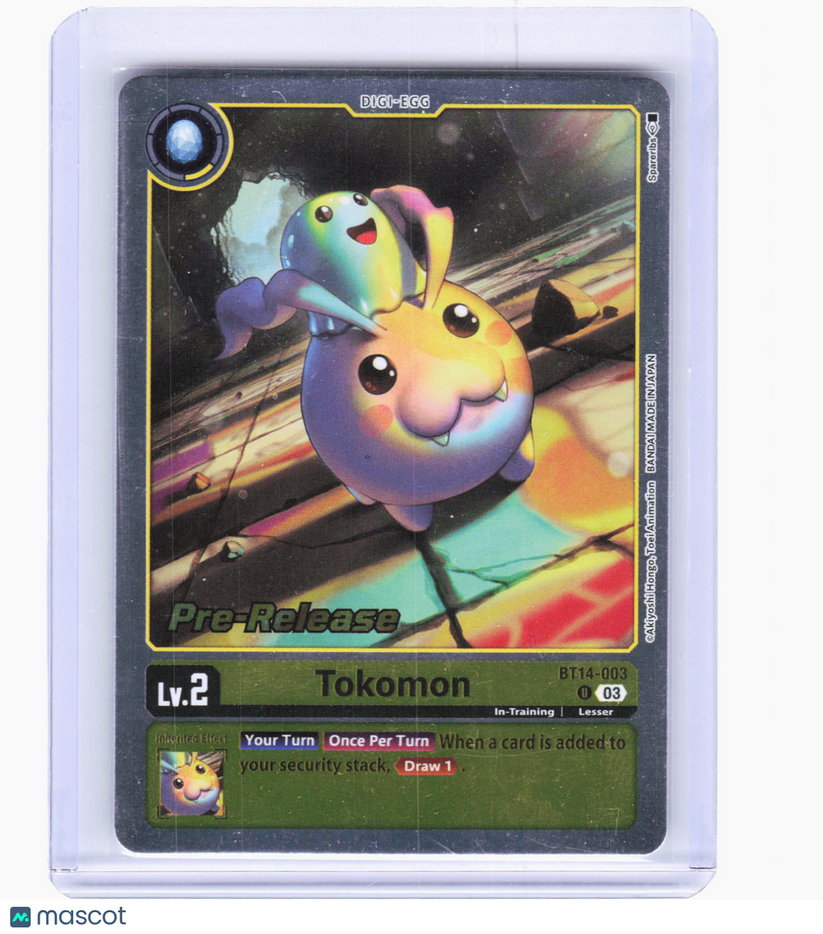 2023 Digimon Card Game—Tokomon #BT14-003 Blast Ace Pre-Release Cards—UC Foil