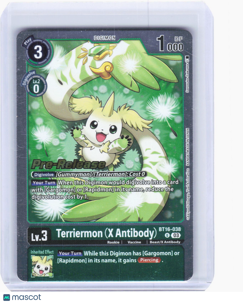 2024 Digimon Card Game—Terriermon (X Antibody) #BT16-038 (BT-16_PR)—UC Foil (LP)