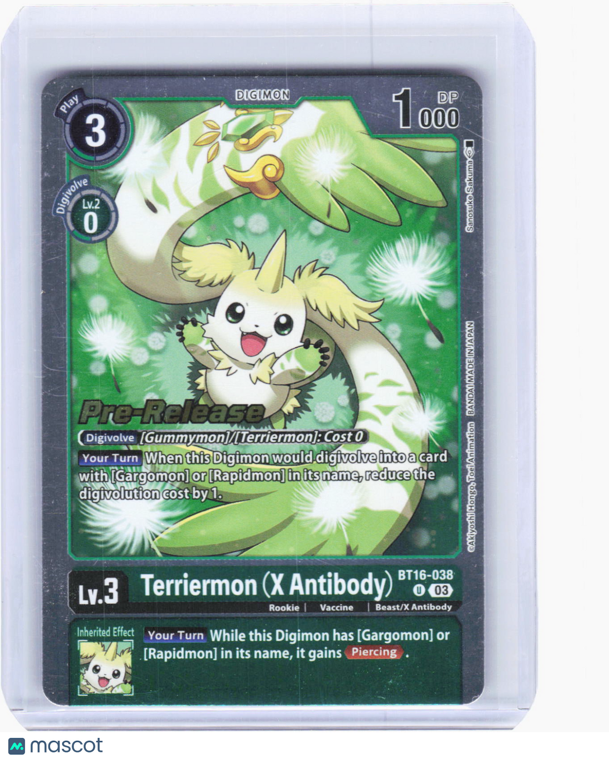 2024 Digimon Card Game—Terriermon (X Antibody) #BT16-038 (BT-16_PR)—UC Foil (LP)