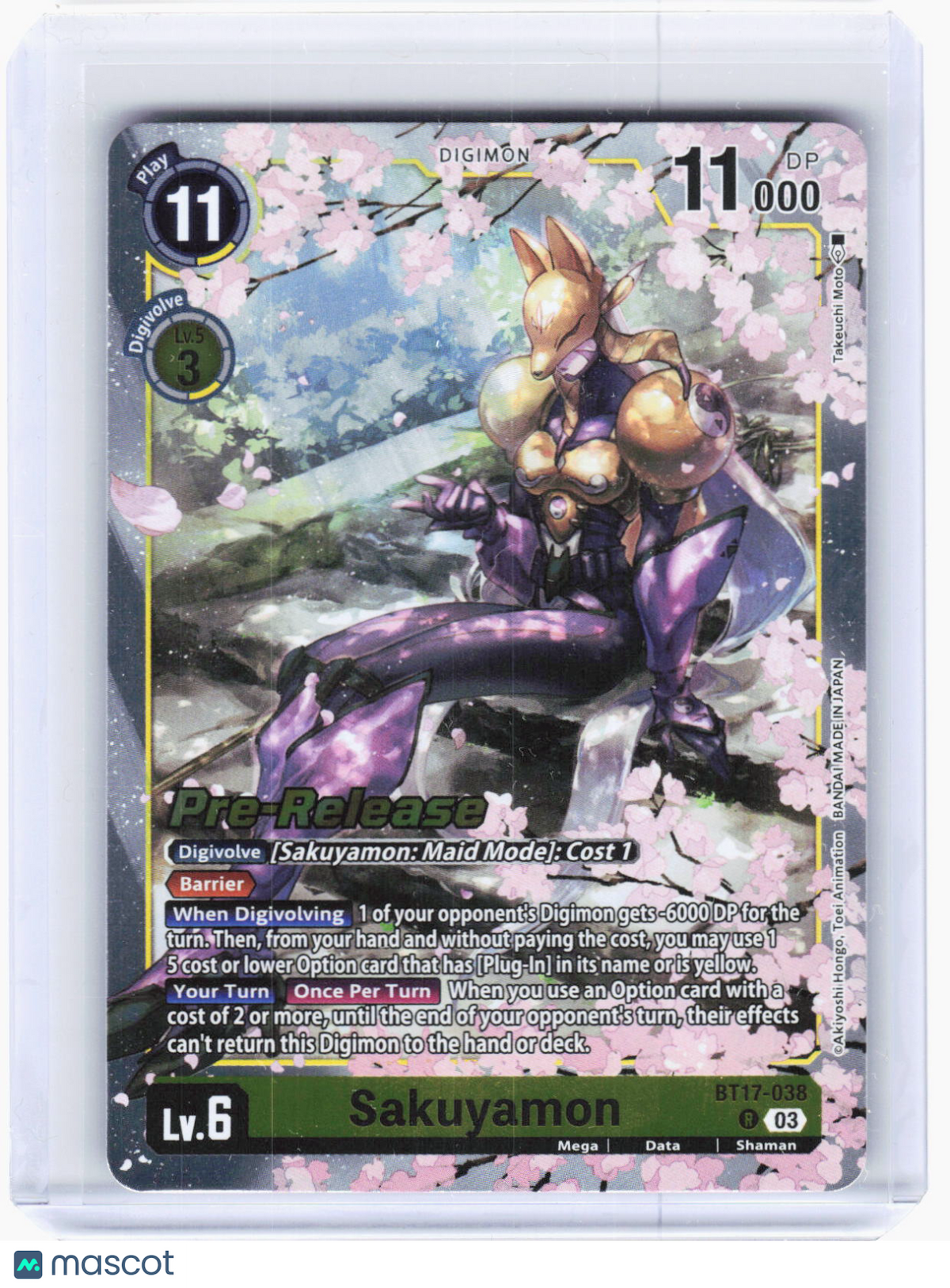 2024 Digimon Card Game—Sakuyamon #BT17-038 (BT-17_PR)—Rare Foil (Lightly Played)