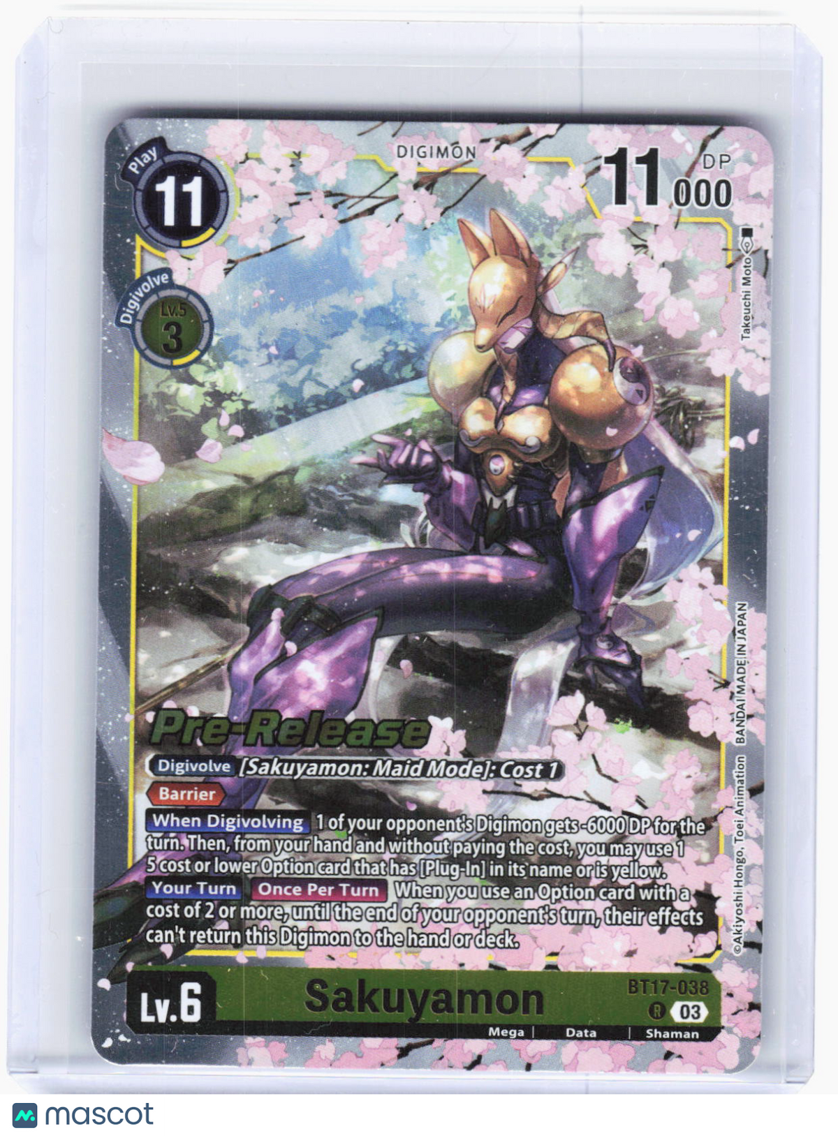 2024 Digimon Card Game—Sakuyamon #BT17-038 (BT-17_PR)—Rare Foil (Lightly Played)