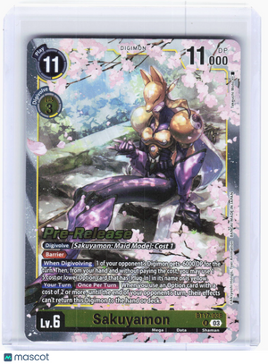 2024 Digimon Card Game—Sakuyamon #BT17-038 (BT-17_PR)—Rare Foil (Lightly Played)