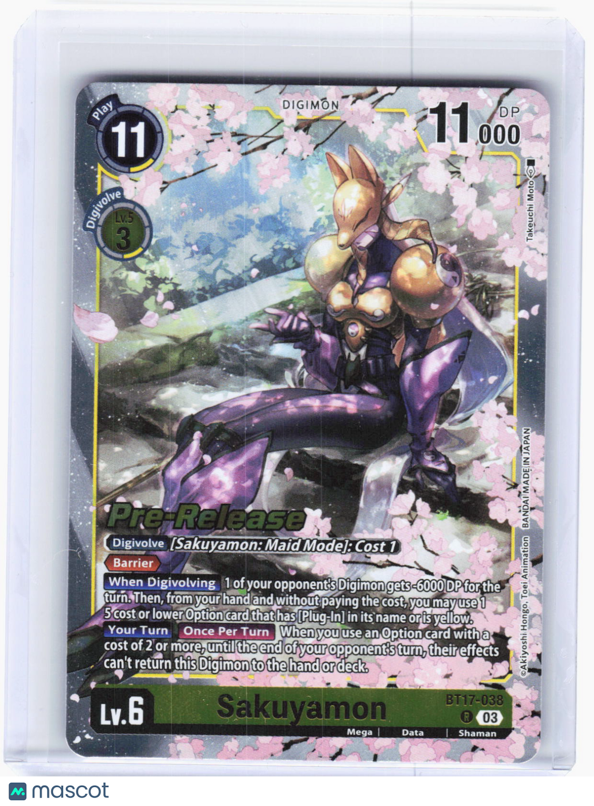 2024 Digimon Card Game—Sakuyamon #BT17-038 (BT-17_PR)—Rare Foil (Lightly Played)