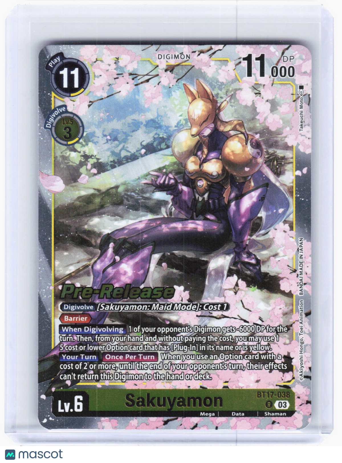 2024 Digimon Card Game—Sakuyamon #BT17-038 (BT-17_PR)—Rare Foil (Lightly Played)