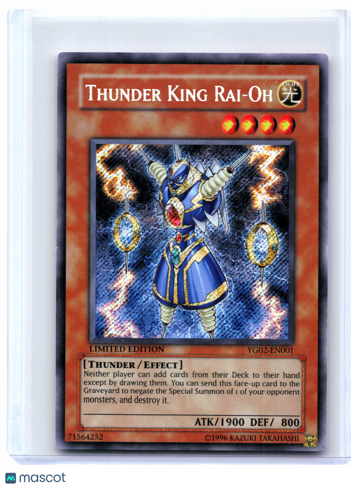 2008 YuGiOh!—Thunder King Rai-Oh #YG02-EN001 GX Manga Promotional Cards—SE (LE)