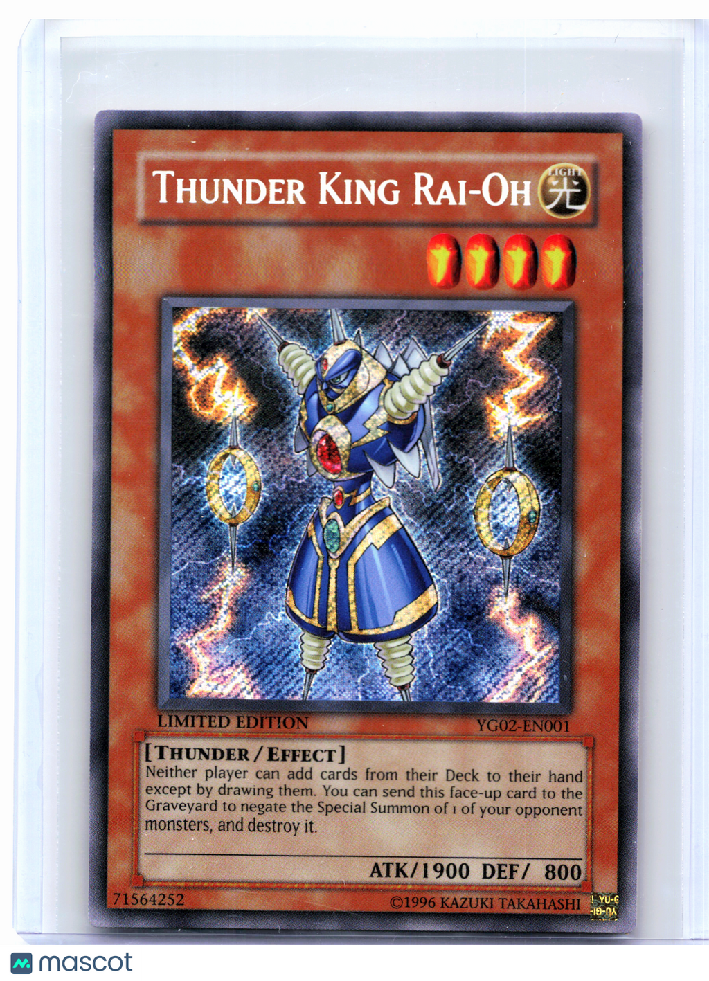 2008 YuGiOh!—Thunder King Rai-Oh #YG02-EN001 GX Manga Promotional Cards—SE (LE)