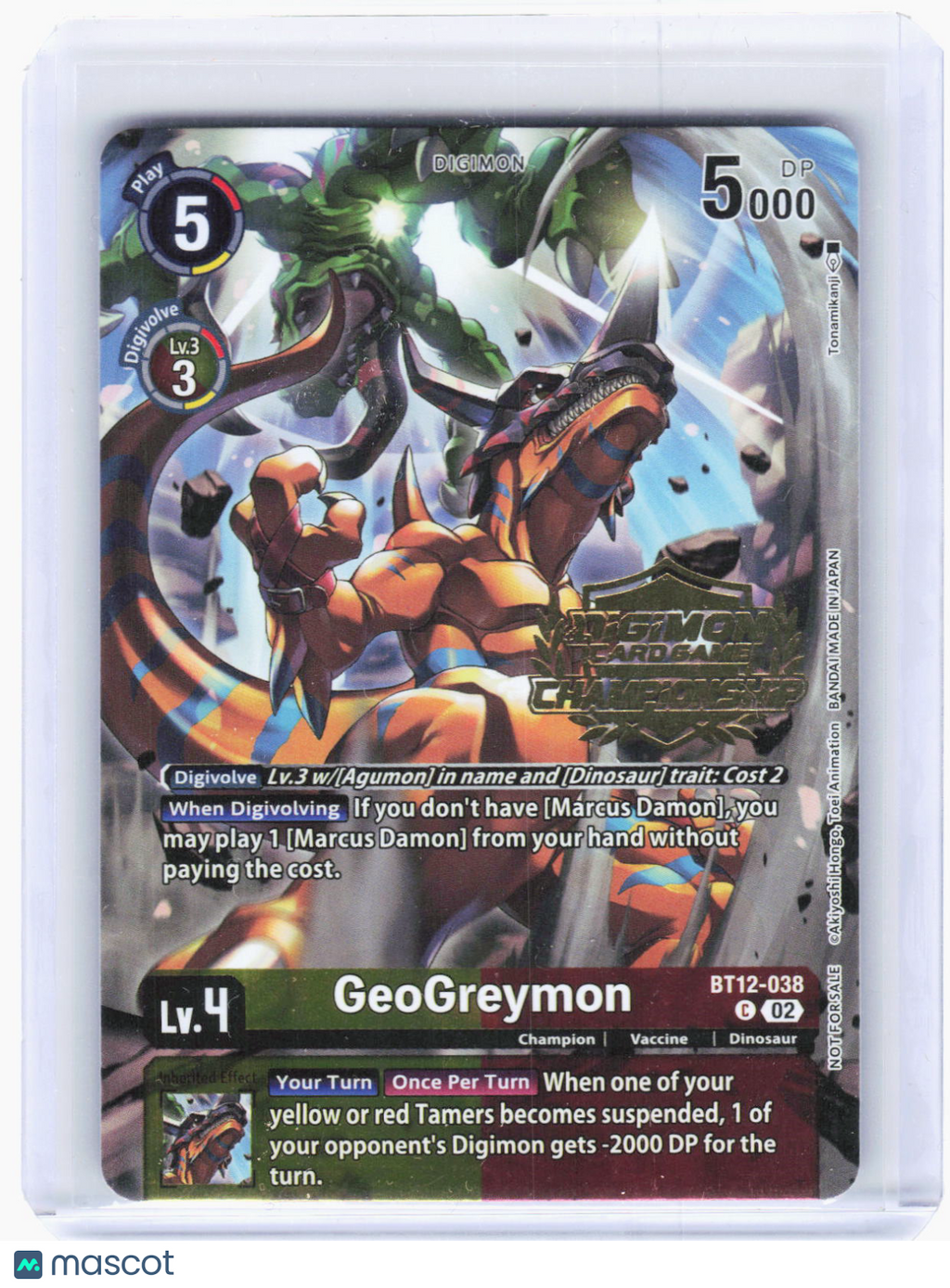 2023 Digimon Card Game—GeoGreymon #BT12-038 Across Time—Common Foil