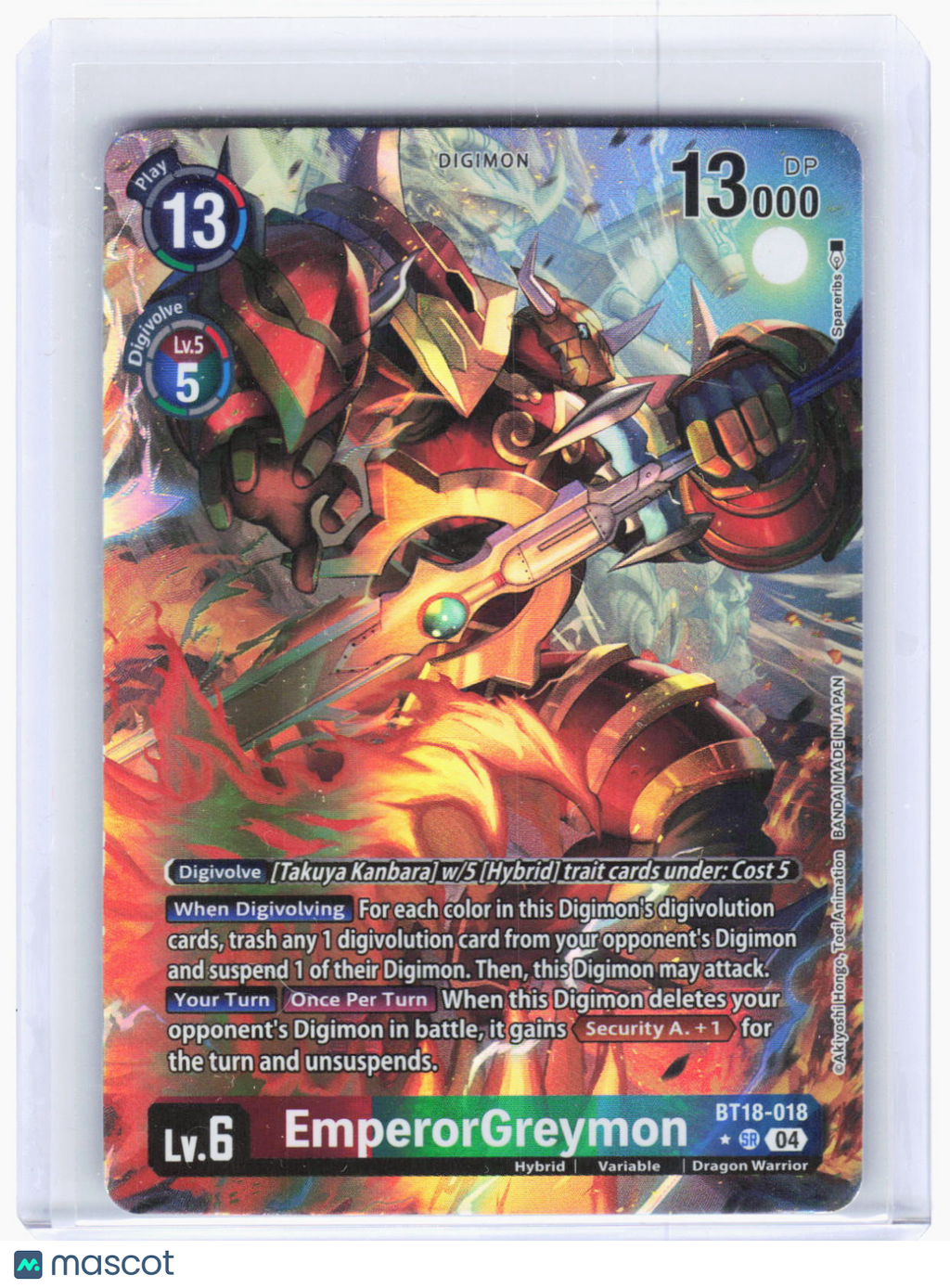 2024 Digimon Card Game—EmperorGreymon (Alt Art) #BT18-018 (BT18-19)—(SR) Foil