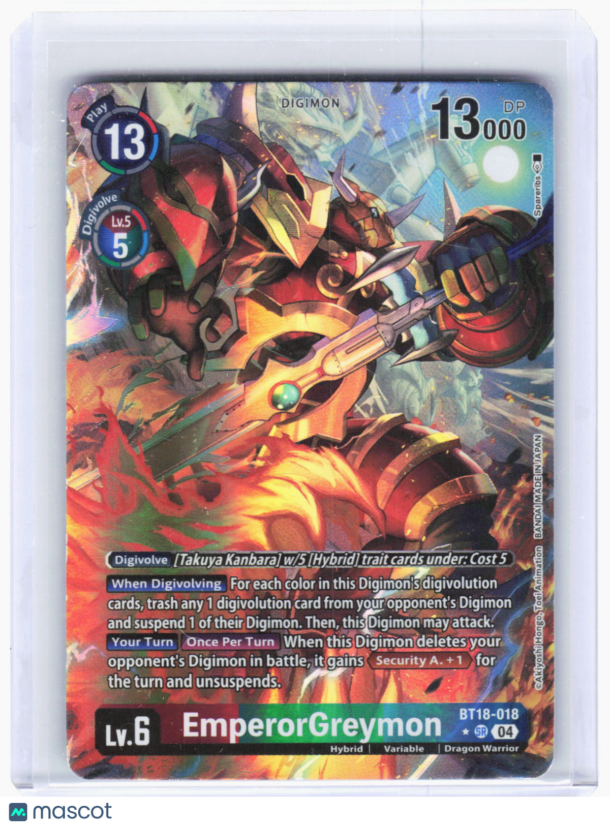 2024 Digimon Card Game—EmperorGreymon (Alt Art) #BT18-018 (BT18-19)—(SR) Foil