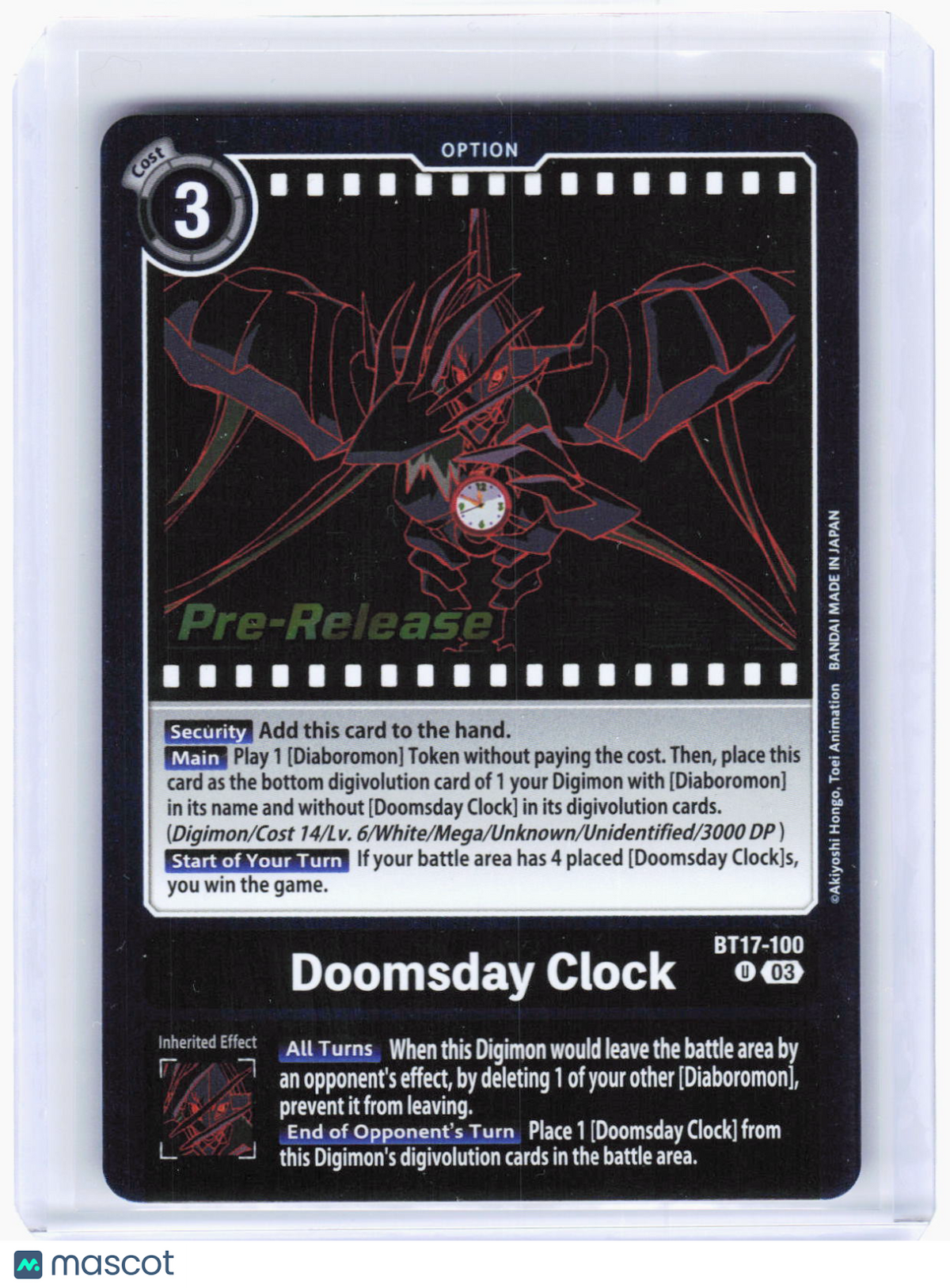 2024 Digimon Card Game—Doomsday Clock #BT17-100 (BT-17_PR)—Uncommon Foil
