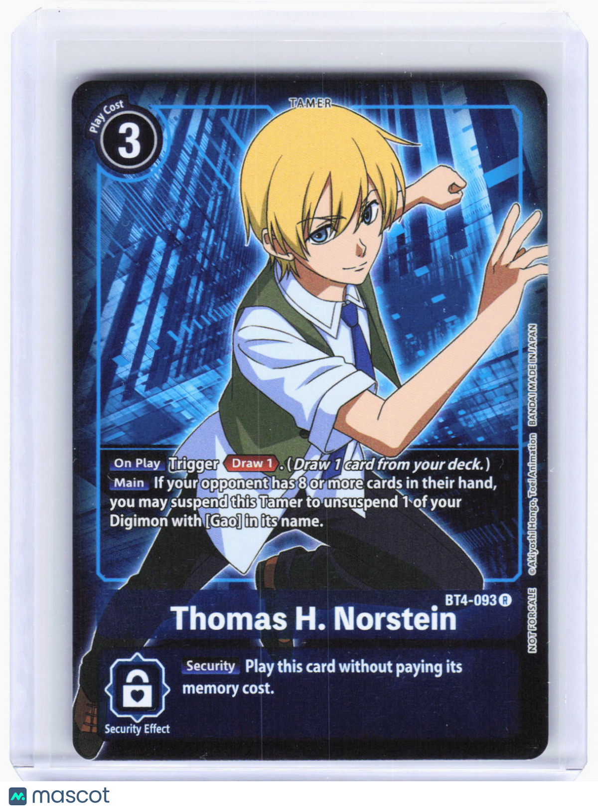 2021 Digimon Card Game—Thomas H. Norstein (Box Topper) #BT4-093 (BT-04)—Rare