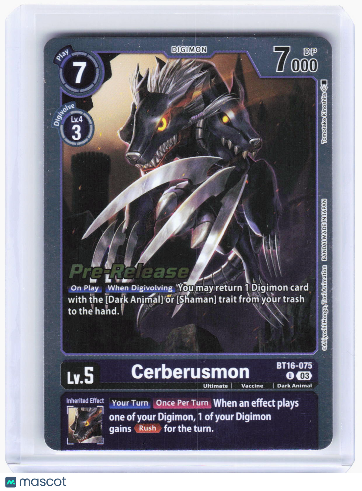2024 Digimon Card Game—Cerberusmon #BT16-075 (BT-16_PR)—Uncommon Foil