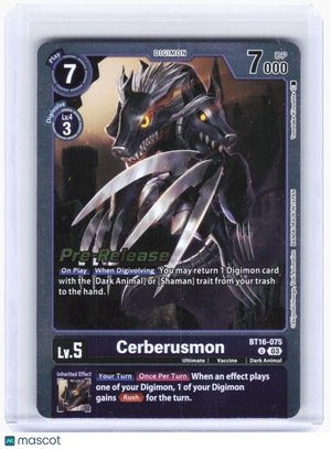 2024 Digimon Card Game—Cerberusmon #BT16-075 (BT-16_PR)—Uncommon Foil