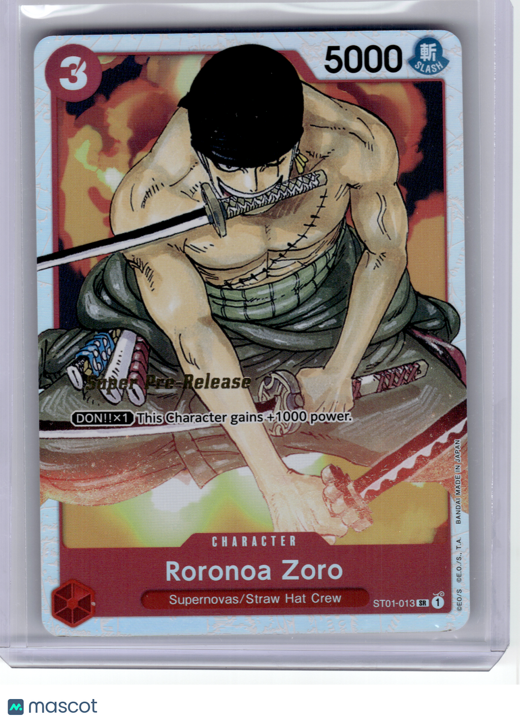2022 One Piece Card Game—Roronoa Zoro (Super Pre-Release) ST01-013 —Super Rare
