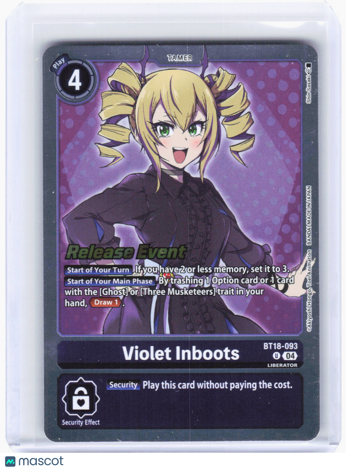 2024 Digimon Card Game—Violet Inboots #BT18-093 BT18-093 -(BT18-19_PR)—UC Foil
