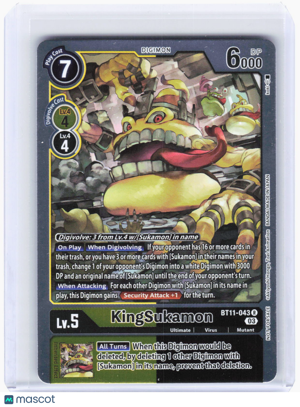 2023 Digimon Card Game—KingSukamon #BT11-043 Dimensional Phase—Rare Foil