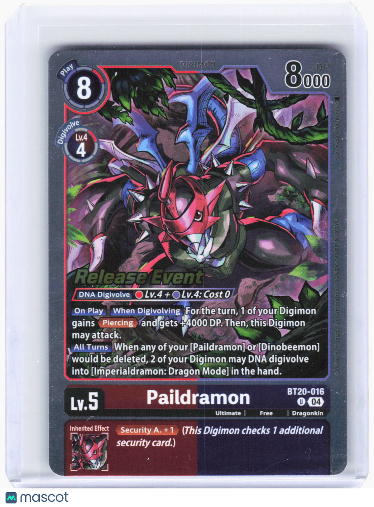 2024 Digimon Card Game—Paildramon #BT20-016(BT-20_PR)—Uncommon Foil