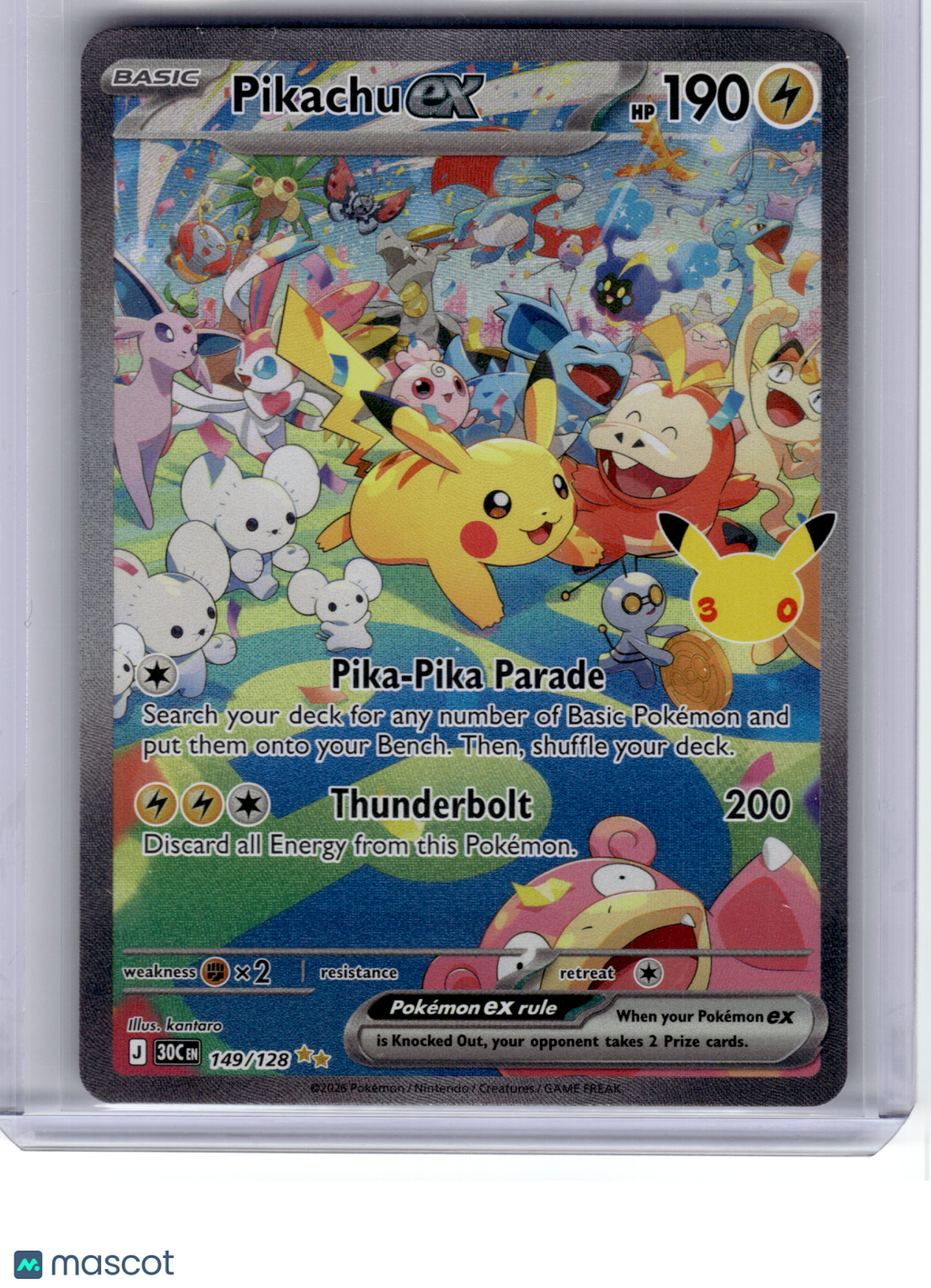 2026 Pokemon—Pikachu ex #149 30th Celebration—Special Illustration Rare Holo