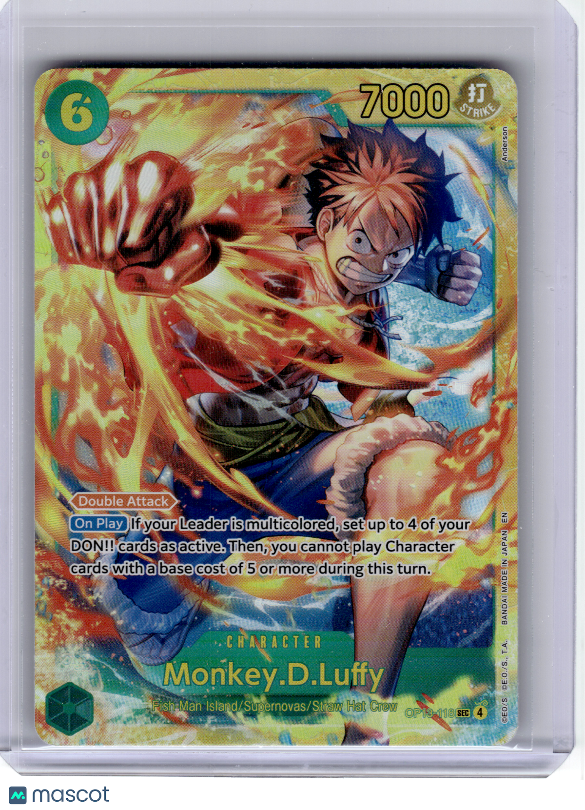 2025 One Piece CCG—Monkey D. Luffy #118 Carrying On His Will—Secret Rare Foil