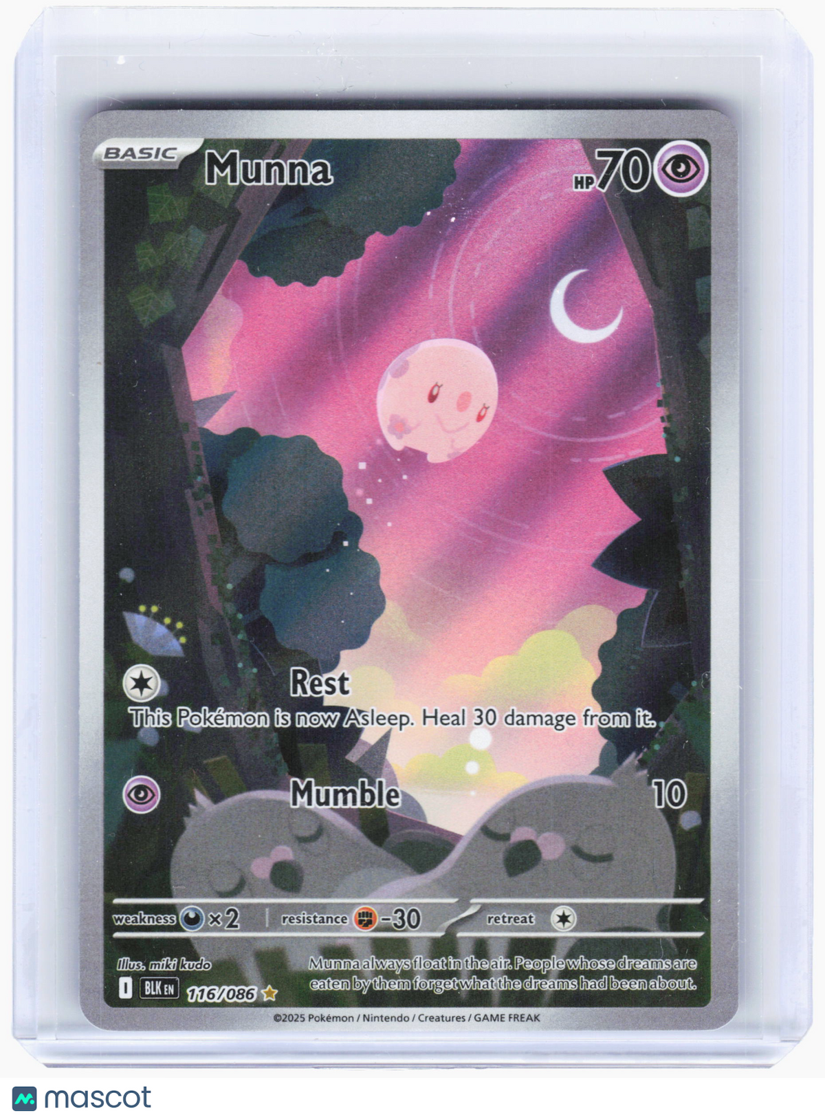 2025 Pokemon—Munna #116 Black Bolt—Illustration Rare Holo