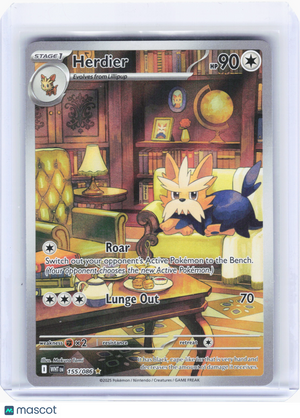 2025 Pokemon—Herdier #155 White Flare—Illustration Rare Holo