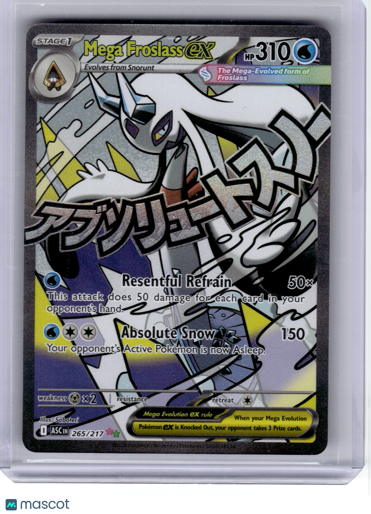 2026 Pokemon—Mega Froslass ex #265 Ascended Heroes—Mega Attack Rare Holo