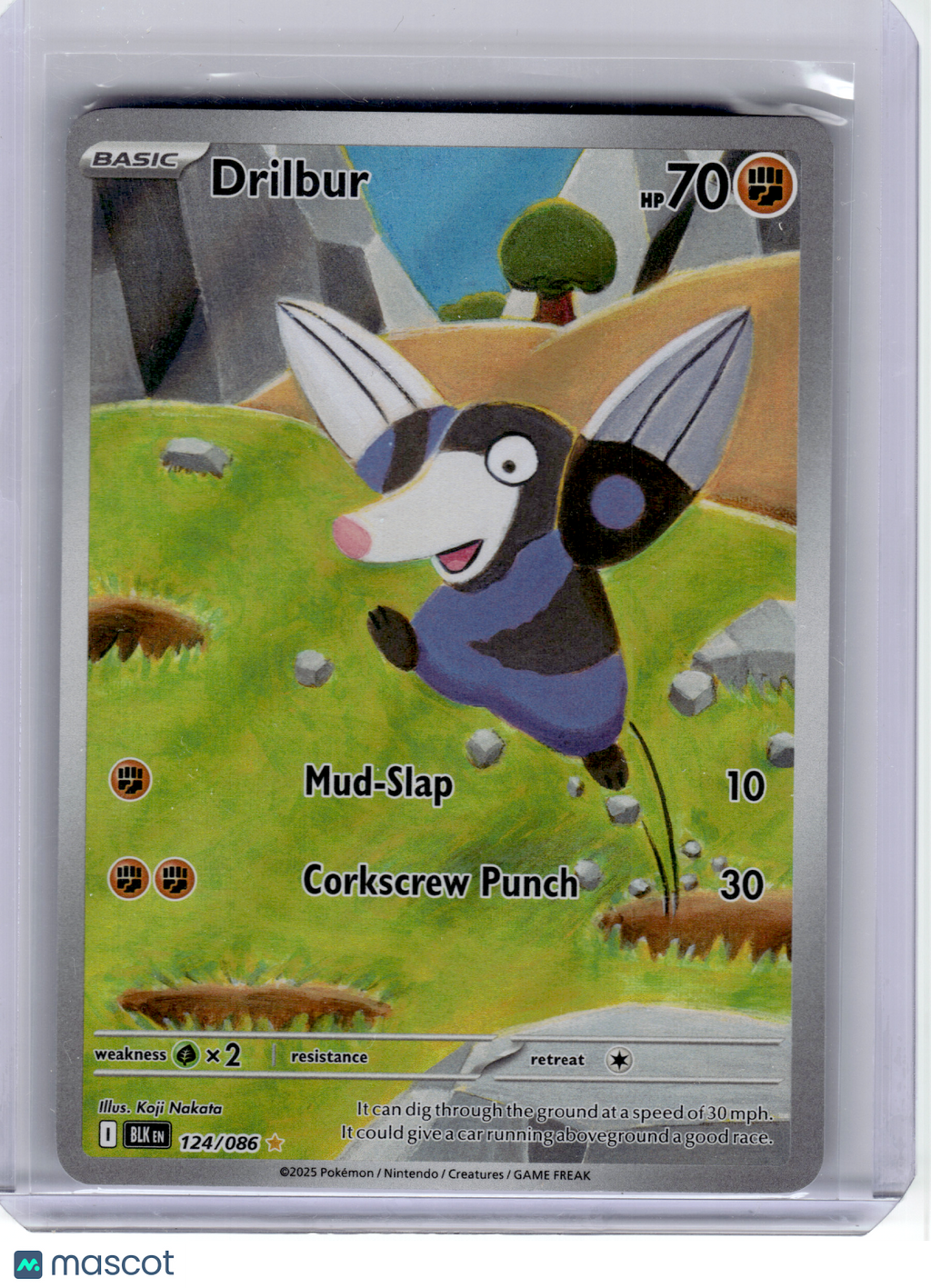 2025 Pokemon—Drilbur #124 Black Bolt—Illustration Rare Holo