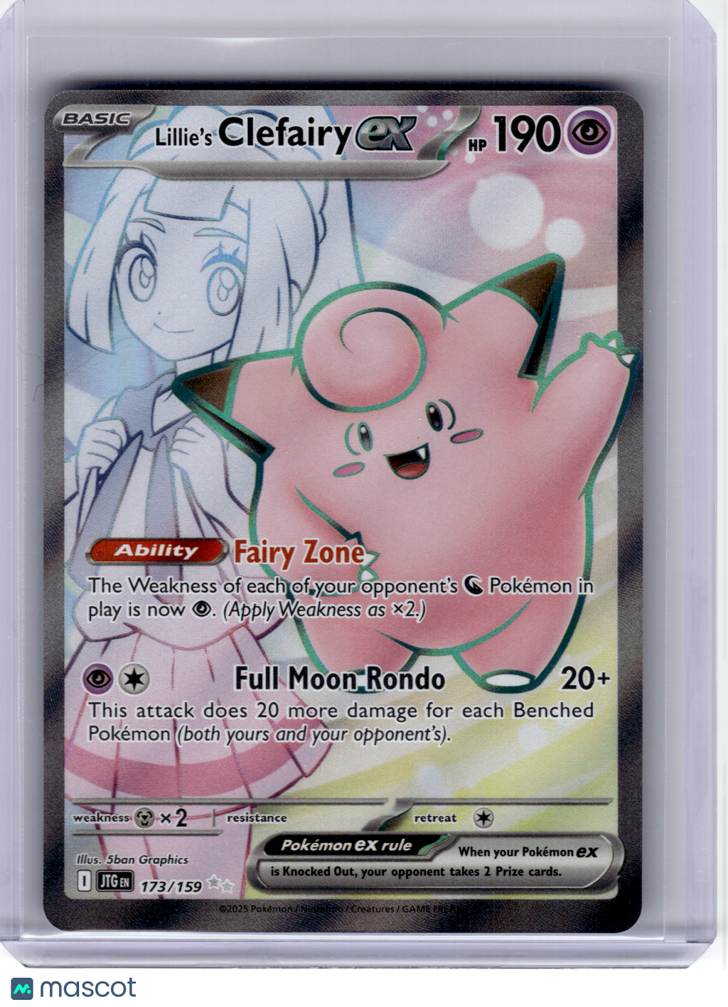 2025 Pokemon—Lillie's Clefairy EX #173 Journey Together—Ultra Rare Holo