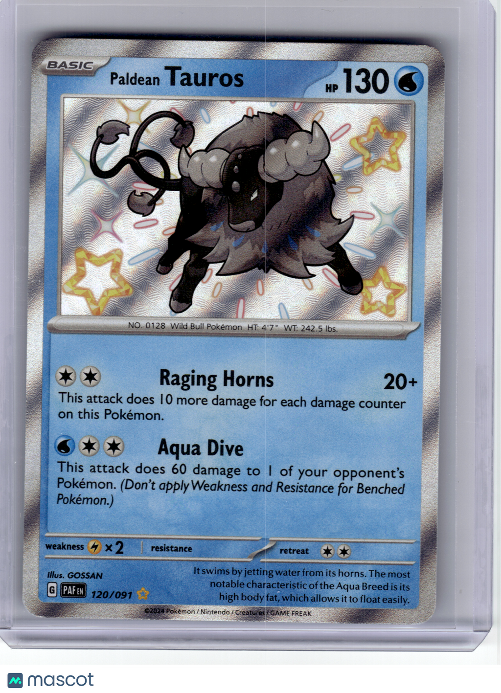 2024 Pokemon—Paldean Tauros #120 Paldean Fates—Shiny Rare Holo