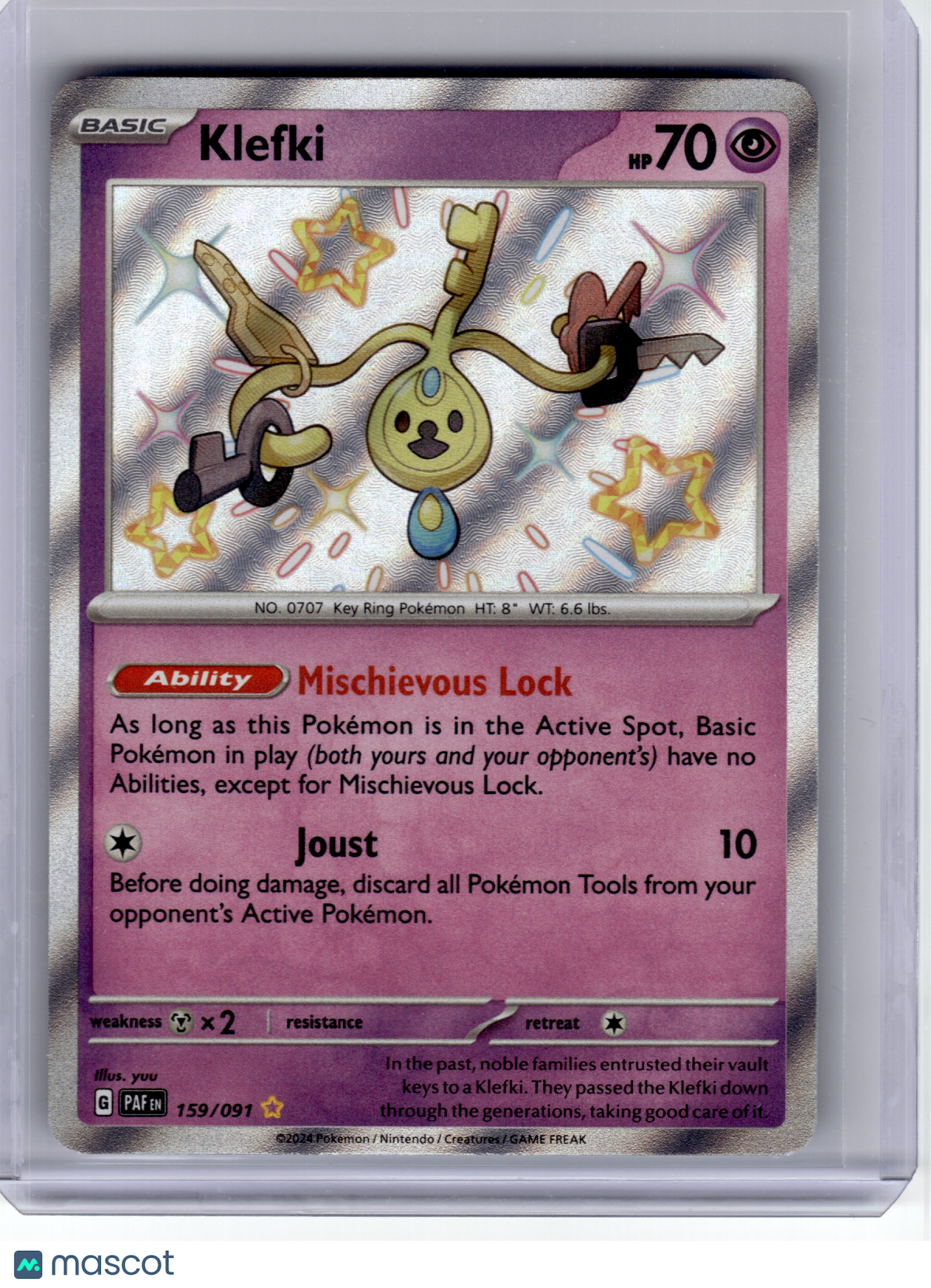 2024 Pokemon—Klefki #159 Paldean Fates—Shiny Rare Holo