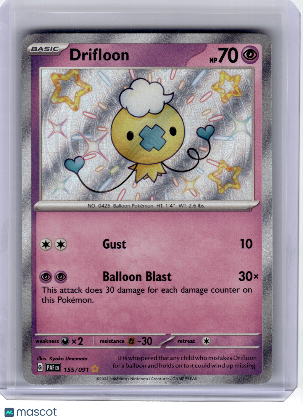 2024 Pokemon—Drifloon #155 Paldean Fates—Shiny Rare Holo