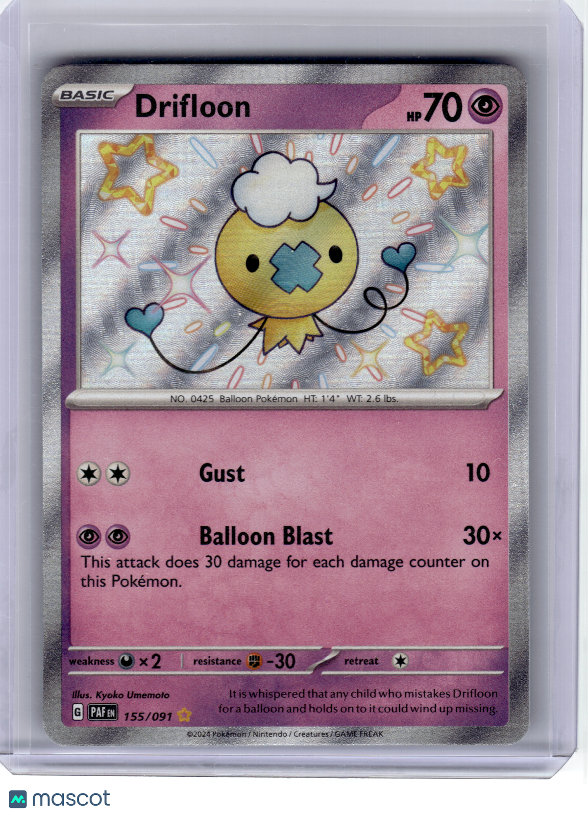 2024 Pokemon—Drifloon #155 Paldean Fates—Shiny Rare Holo