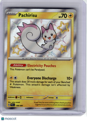 2024 Pokemon—Pachirisu #138 Paldean Fates—Shiny Rare Holo