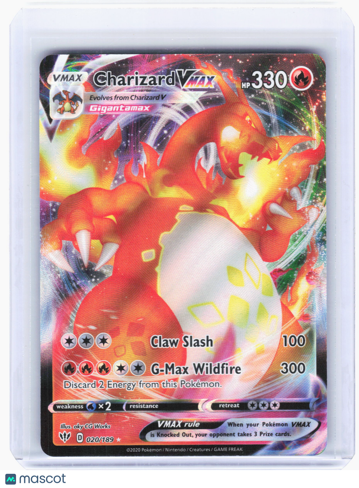 2020 Pokemon—Charizard VMAX #20 Darkness Ablaze—Ultra Rare Holo