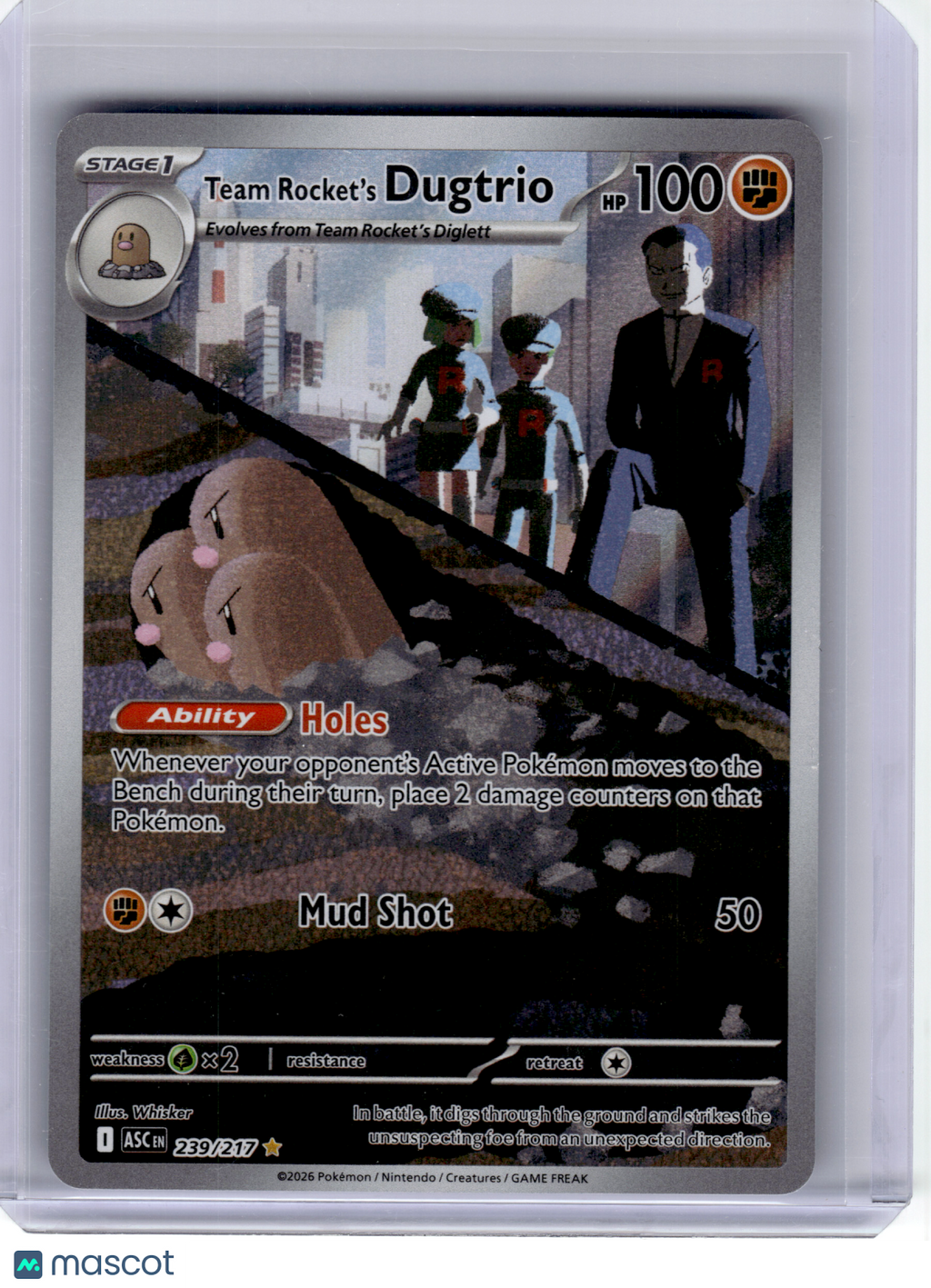 2026 Pokemon—Team Rocket's Dugtrio #239 Ascended Heroes—Illustration Rare Holo