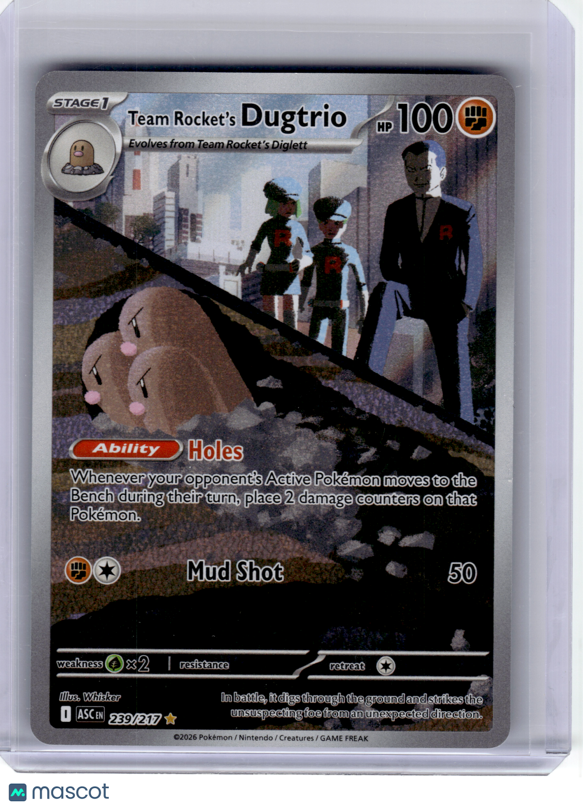 2026 Pokemon—Team Rocket's Dugtrio #239 Ascended Heroes—Illustration Rare Holo