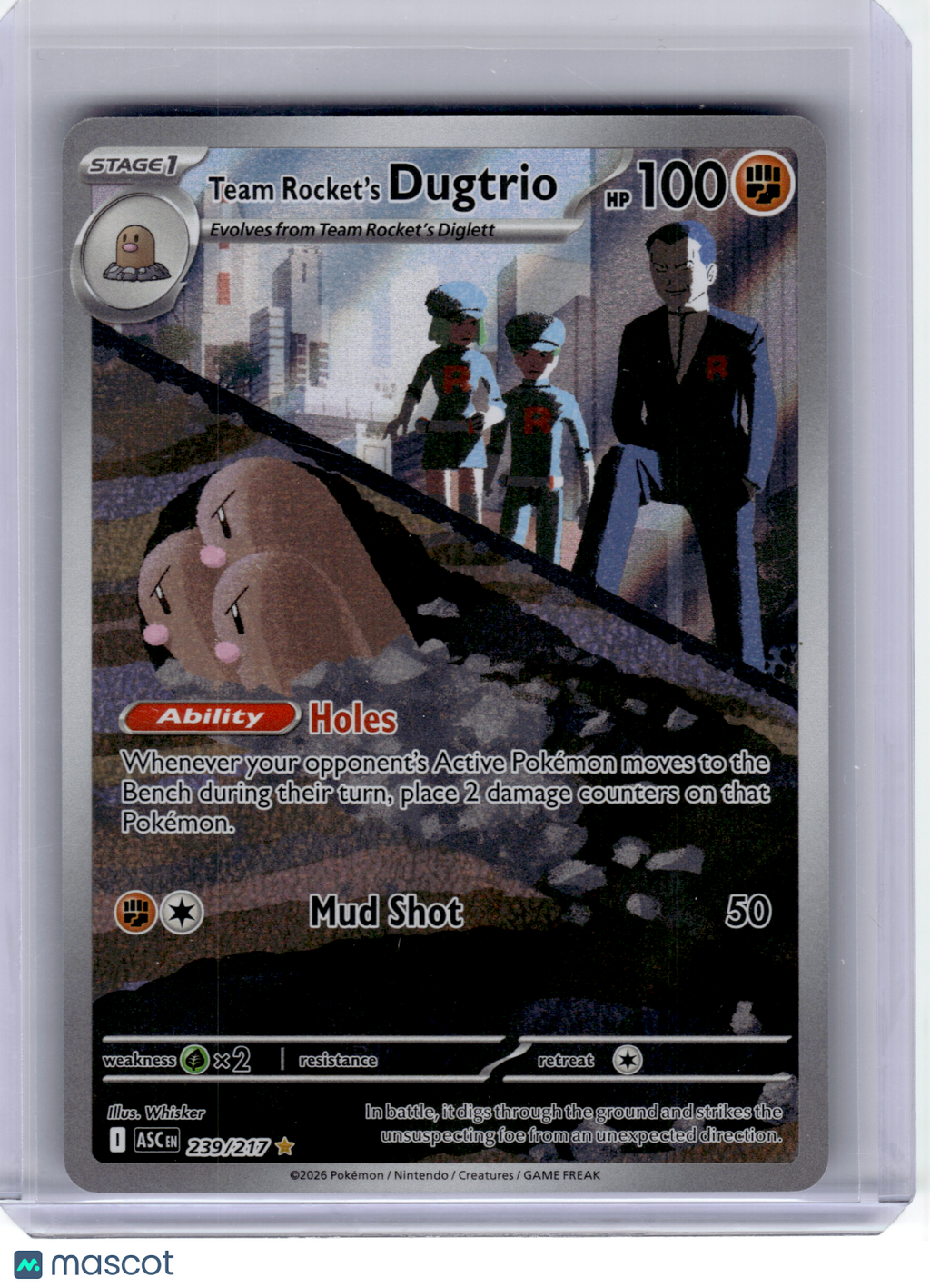 2026 Pokemon—Team Rocket's Dugtrio #239 Ascended Heroes—Illustration Rare Holo
