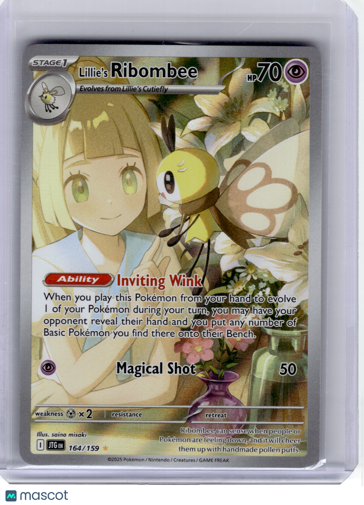 2025 Pokemon—Lillie's Ribombee #164 Journey Together—Illustration Rare Holo