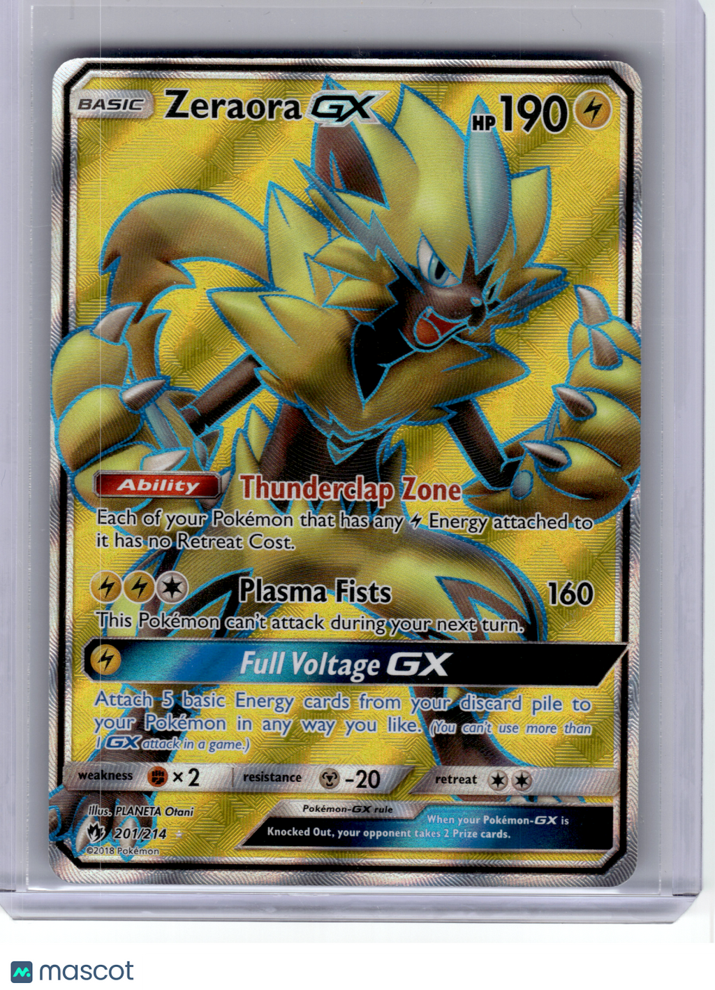 2018 Pokemon—Zeraora GX #201 Lost Thunder—Ultra Rare Holo