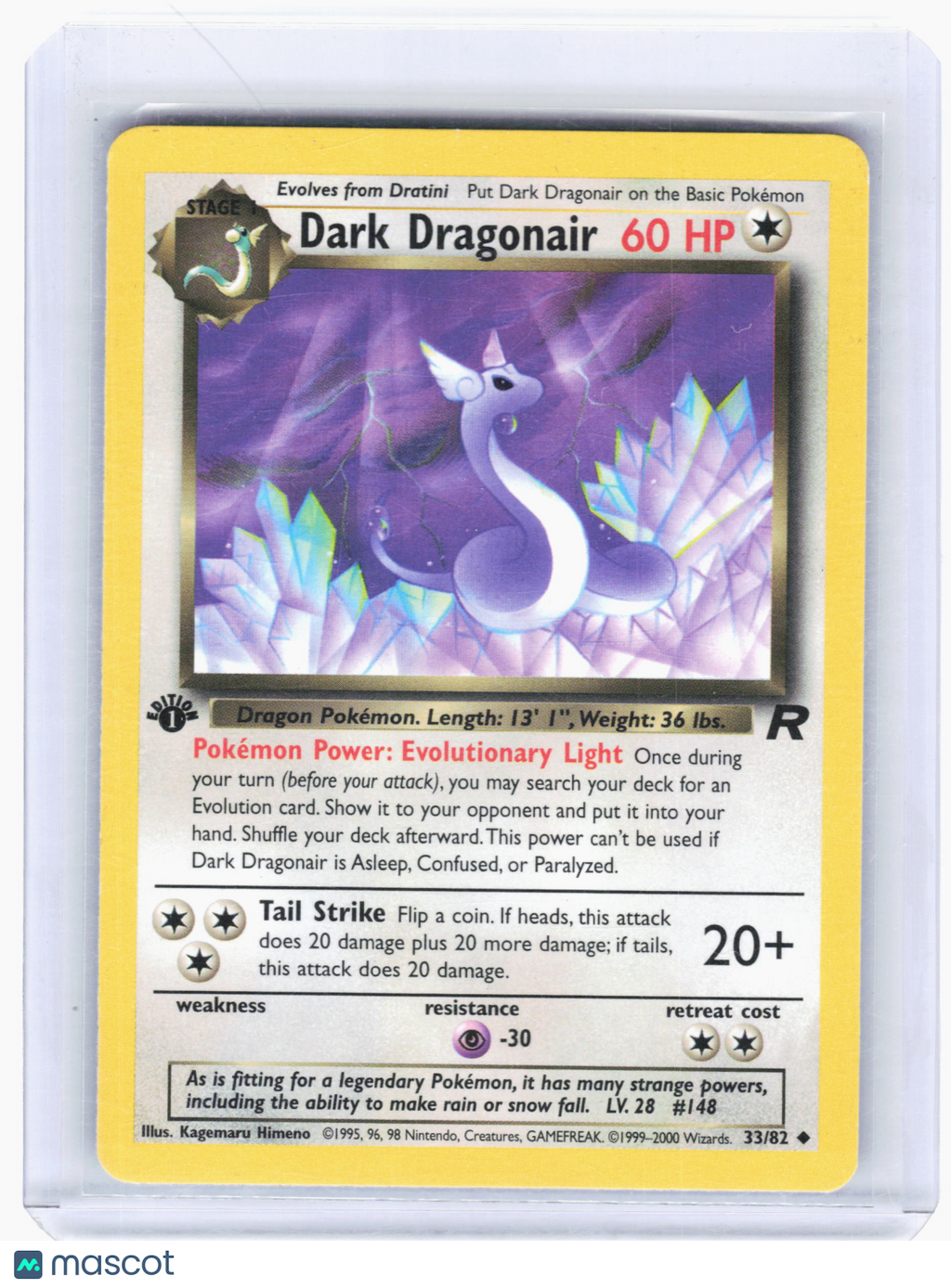2000 Pokemon—Dark Dragonair #33 Team Rocket—Uncommon [MP] (1st Edition)