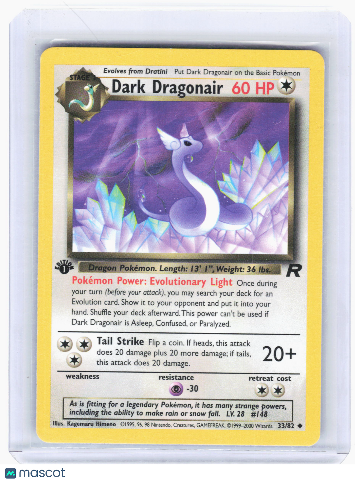 2000 Pokemon—Dark Dragonair #33 Team Rocket—Uncommon [MP] (1st Edition)