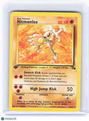 1999 Pokemon—Hitmonlee #22 Fossil—Rare Nonholo (1st Edition) [Heavily Played]