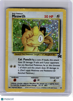 2000 Pokemon—Meowth #10 Wizards of the Coast—Black Star Promo Holo [Damage]
