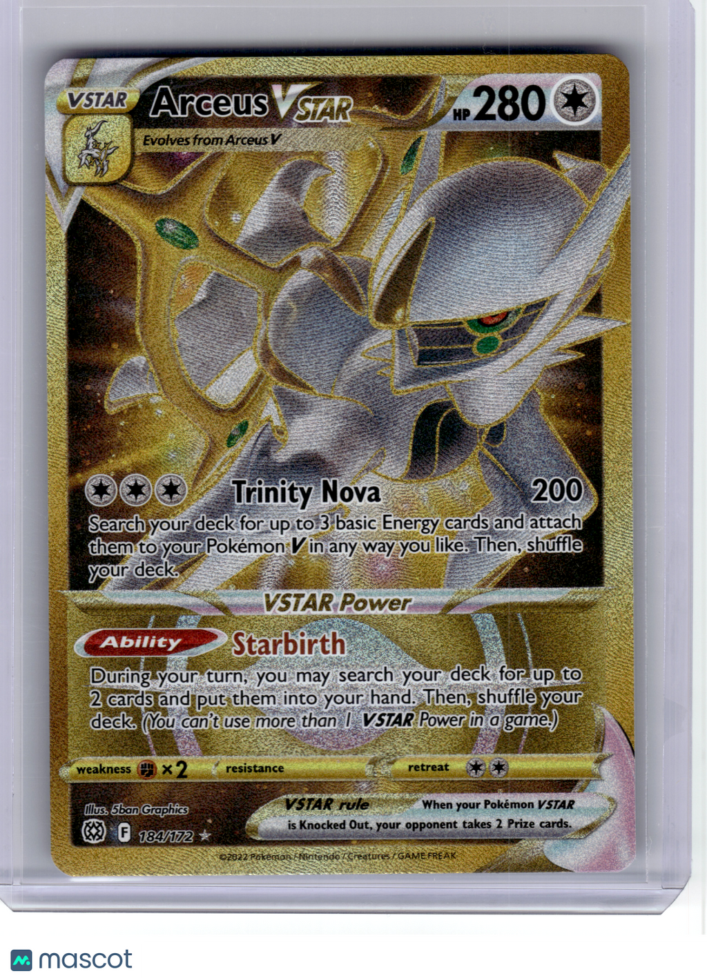 2022 Pokemon—Arceus VSTAR #184 Brilliant Stars—Secret Rare Gold