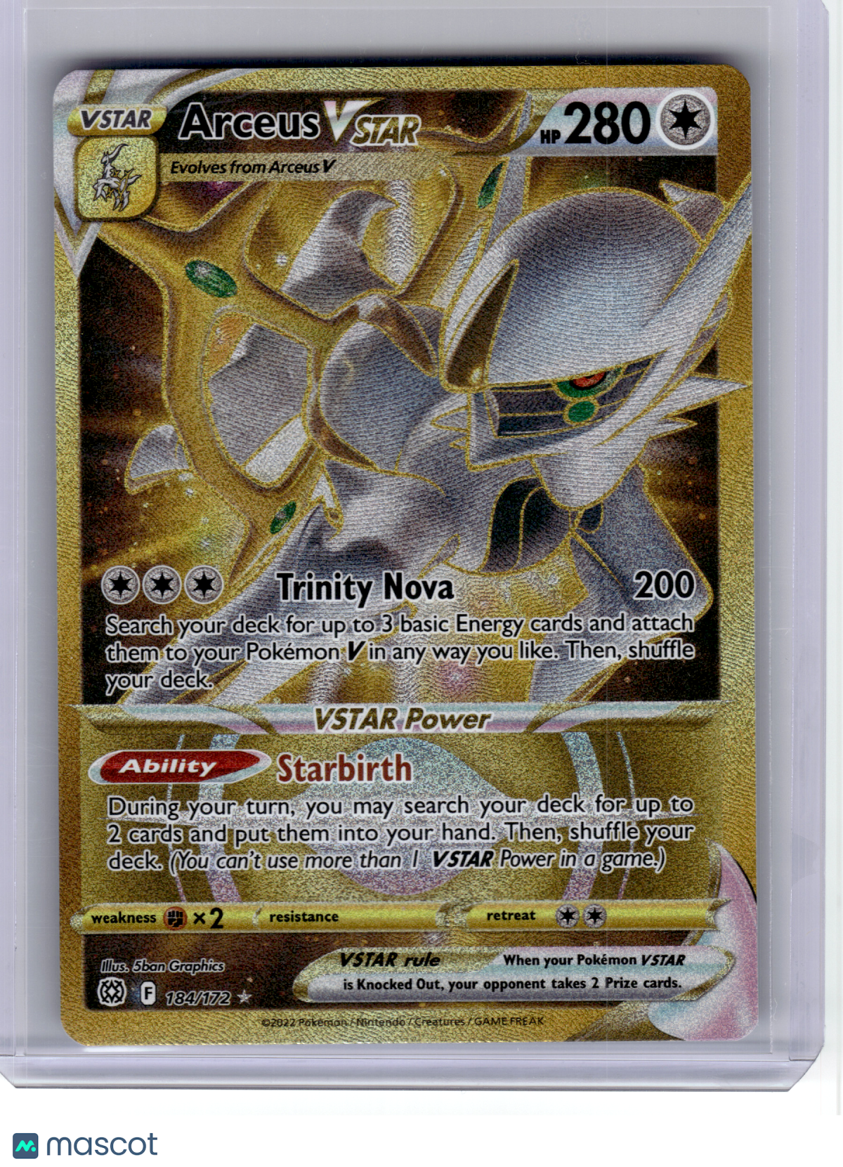 2022 Pokemon—Arceus VSTAR #184 Brilliant Stars—Secret Rare Gold