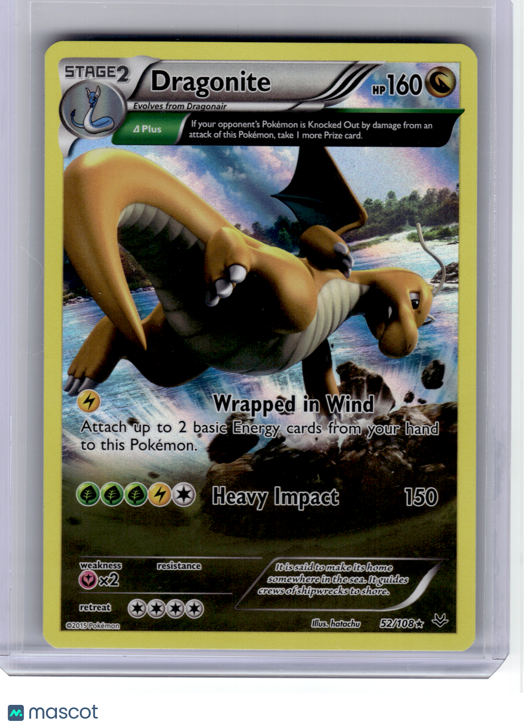 2015 Pokemon—Dragonite #52 Roaring Skies—Ultra Rare Holo
