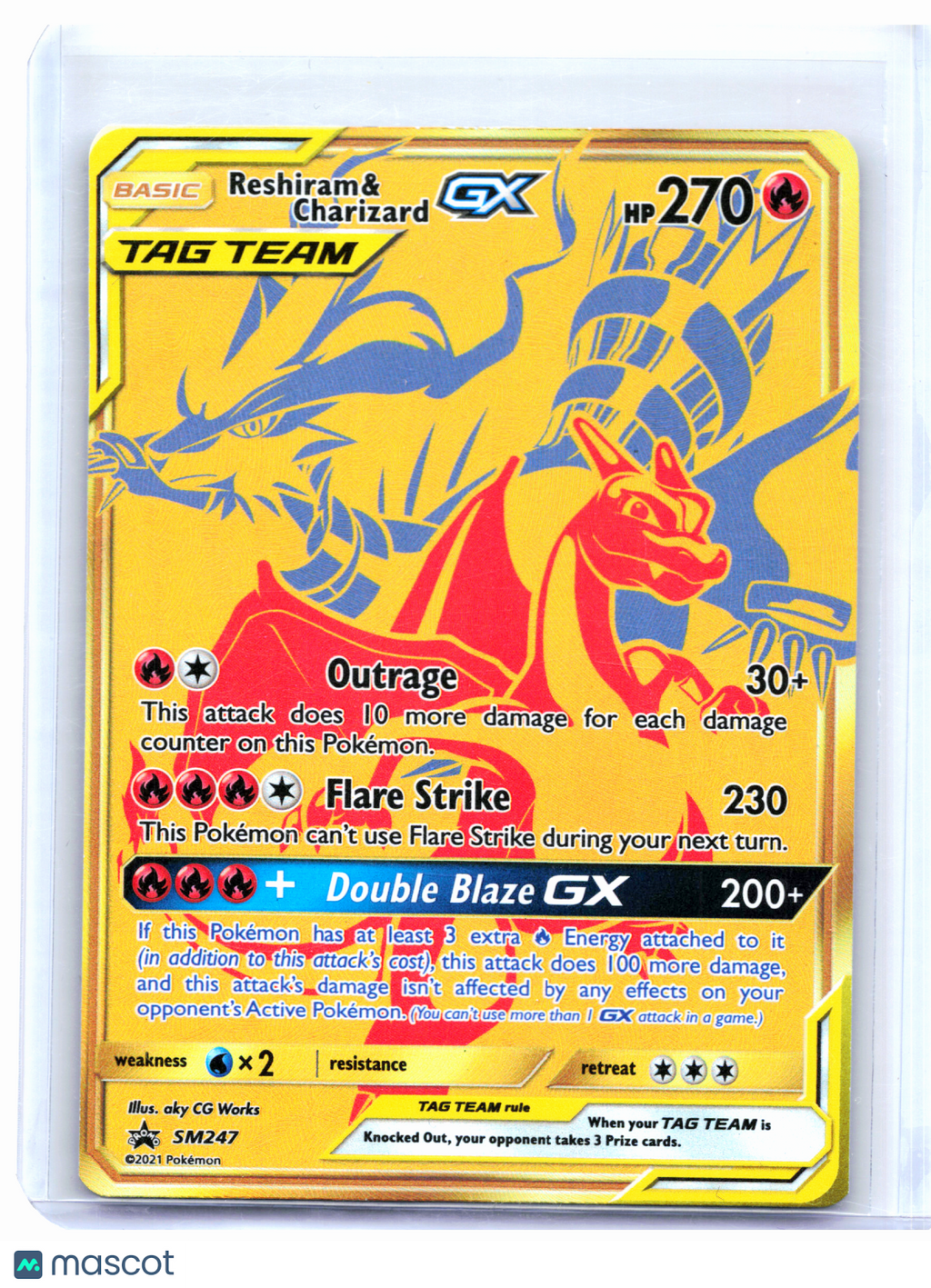 2021 Pokemon—Reshiram & Charizard GX #SM247 SM Promos—Black Star Promo Gold